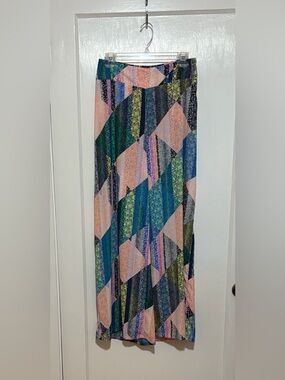 Bar III Colorblock Diagonal Panel Wide Leg Pants - Pink, Blue, Green, Black